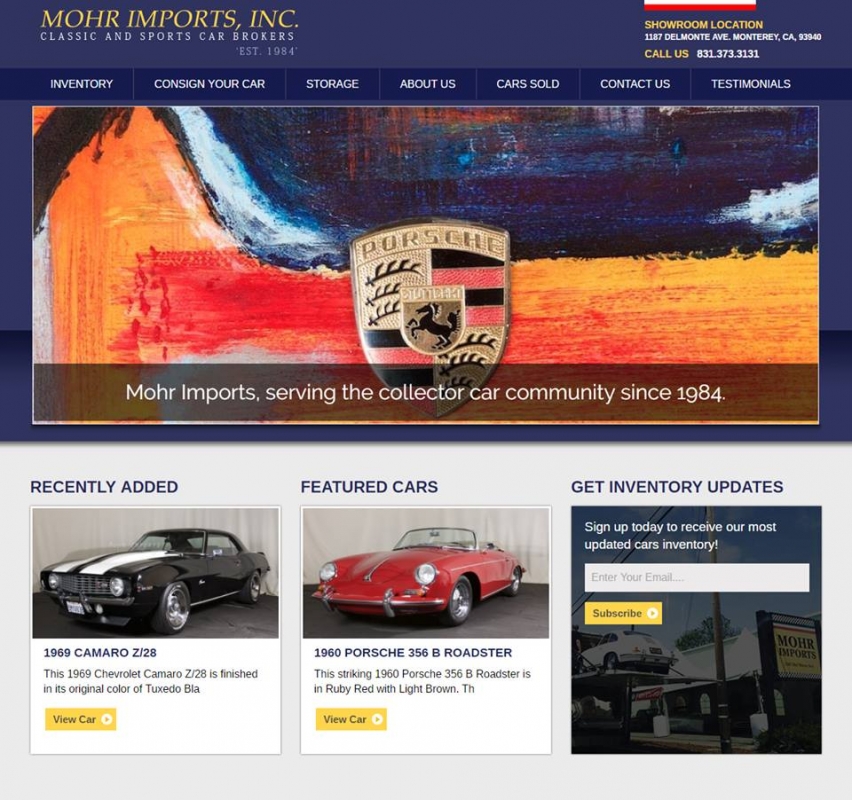 Launched Mohr Imports, Classic and Sports Car Brokers Website